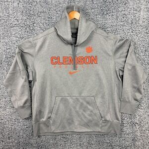 Nike Clemson Tigers Hoodie Mens 3XL Gray Center Swoosh Football Sweatshirt XXXL
